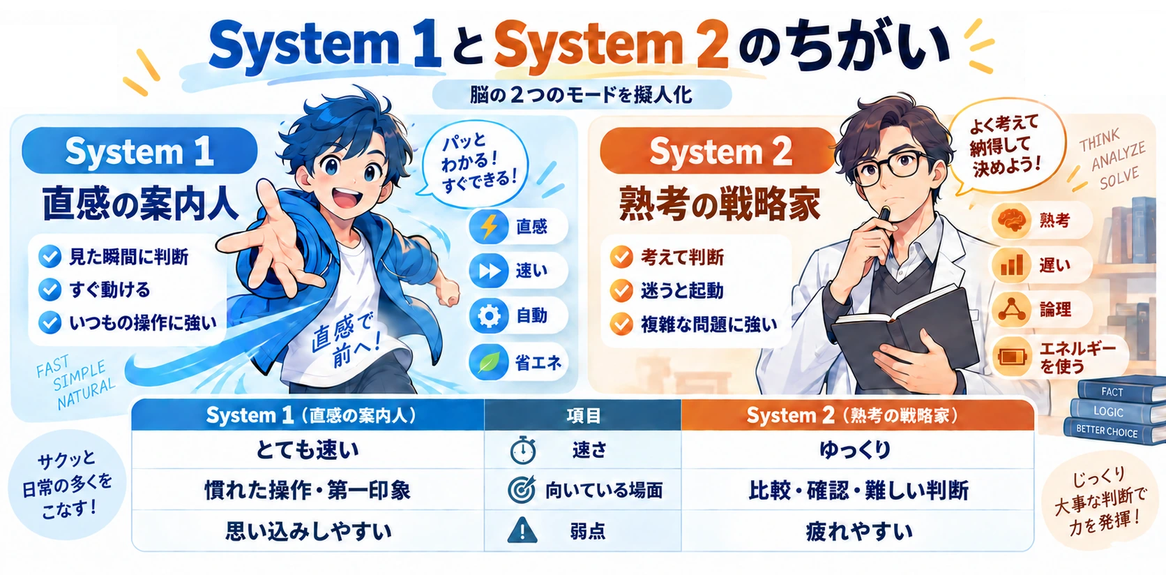システム1とシステム2のちがい